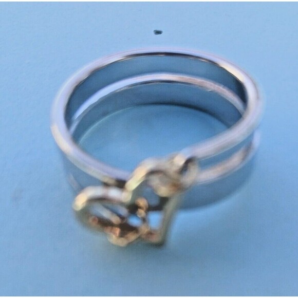 Silver Wrap Ring Gold Open Heart Size 7 Valentines - Picture 6 of 7